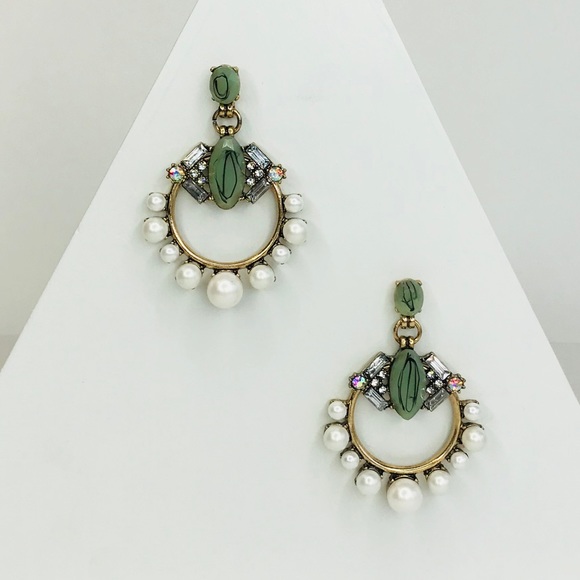 CR Jewelry - Pearl Crystal Statement Earrings
